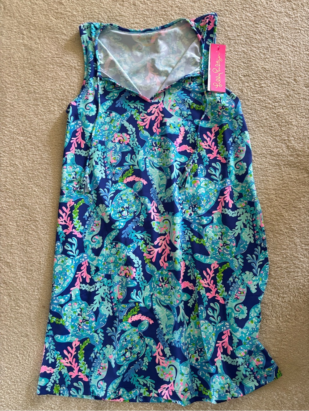 Lilly Pulitzer Blue Pink Green Seahorse Print Swim Coverup